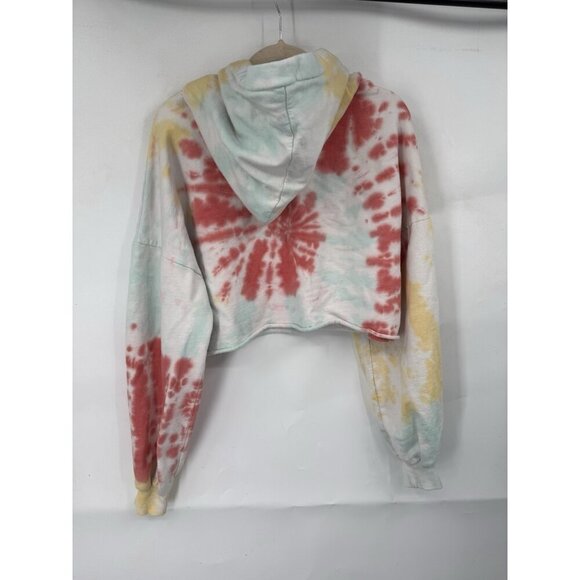 Lovers & Friends Tie Dye Cropped Hoodie Sweatshirt Women Medium Colorful Hippie - Picture 3 of 9